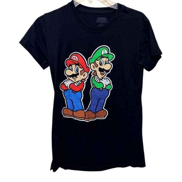 Nintendo Tops - Nintendo Black Tee with Super Mario Graphic